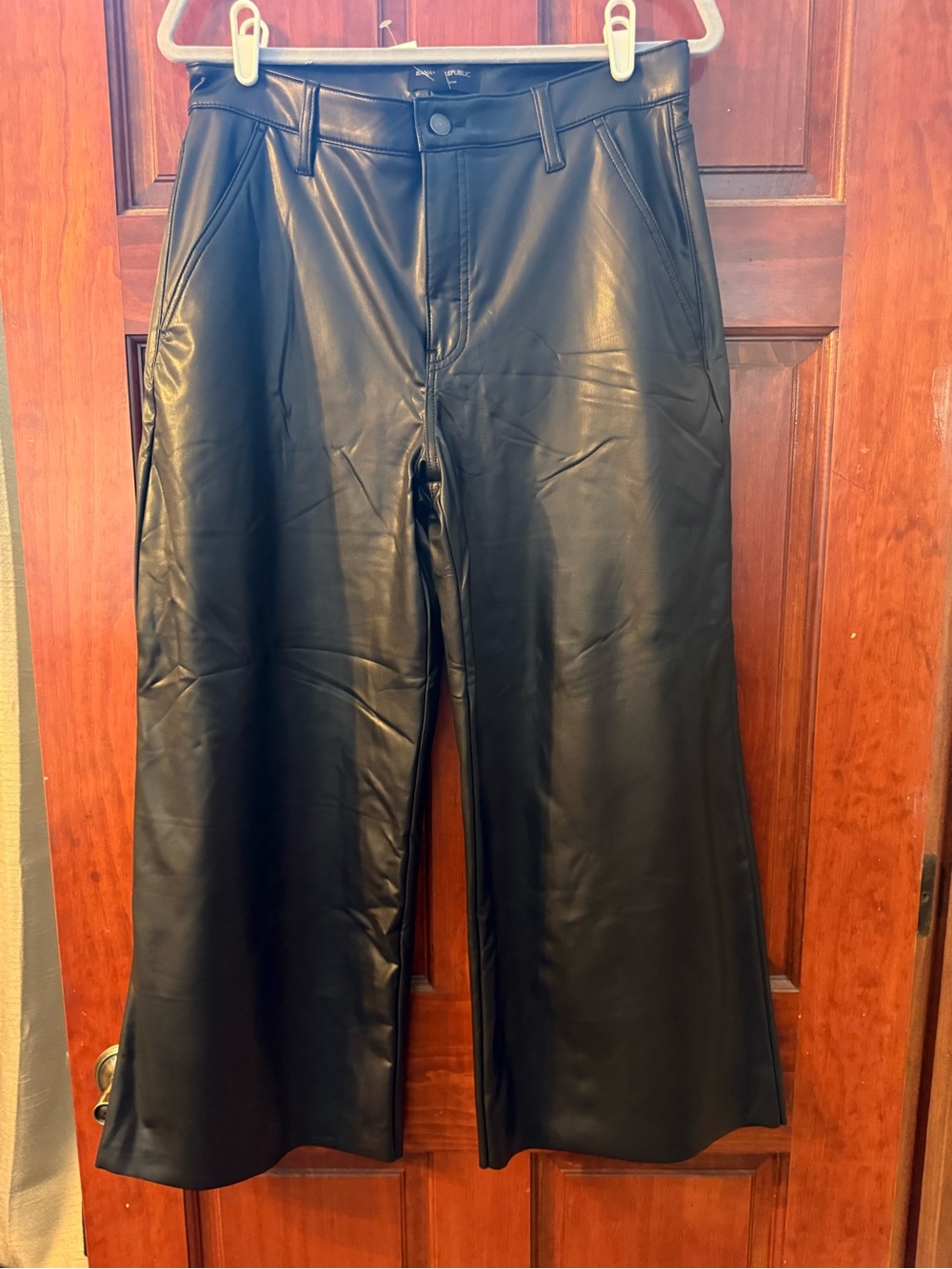 Banana Republic Factory Black Faux Leather Wide-Leg Pants